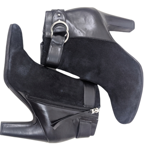 Sam Edelman Shaleigh Leather Ankle Boots 10 Black Booties Block Heel - Picture 3 of 16